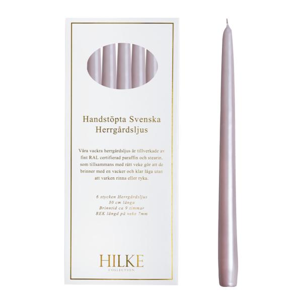 Hilke Herregårdslys 30 cm 6 stk blekrosa perle