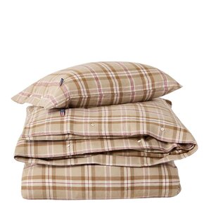 Lexington Sengesett 200x220 cm bomullsflanell rutete fudge/beige/fig