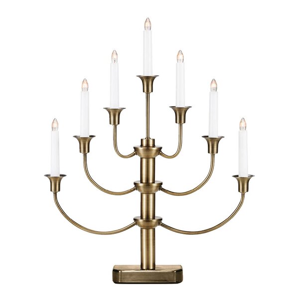 Markslöjd Gylling adventstake 7 lys 53 cm antikk messing