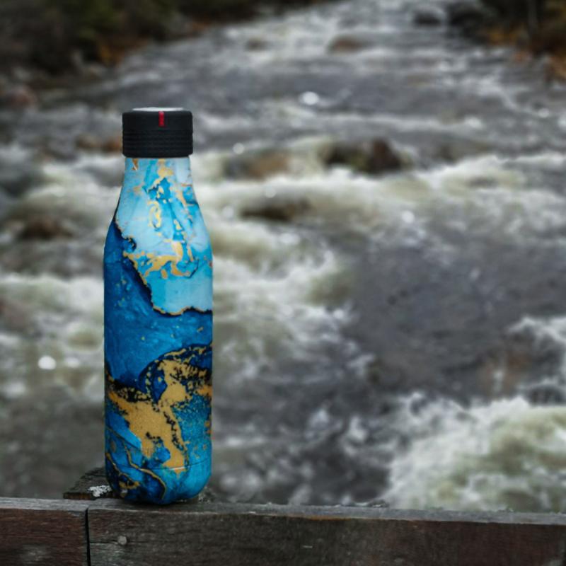 Les Artistes Bottle Up Design termoflaske 0,5L blå/gull/grå