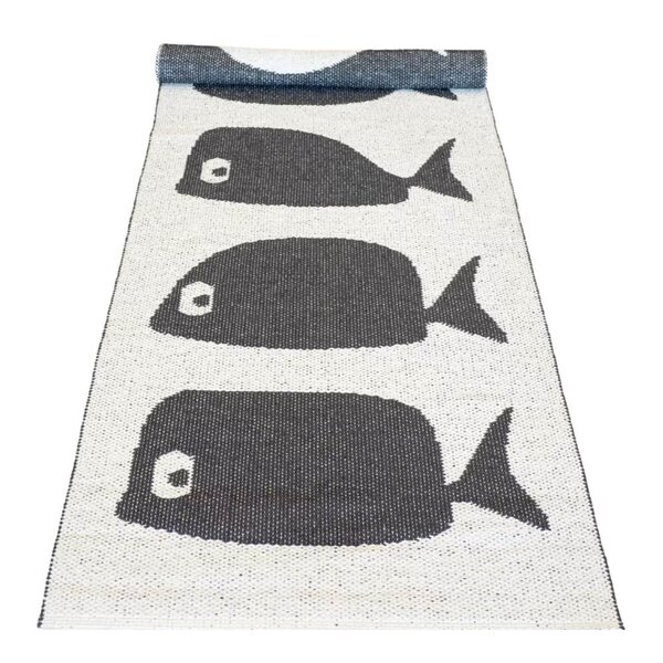 Rotor Design Gangteppe Whale 250x70 cm svart/hvit