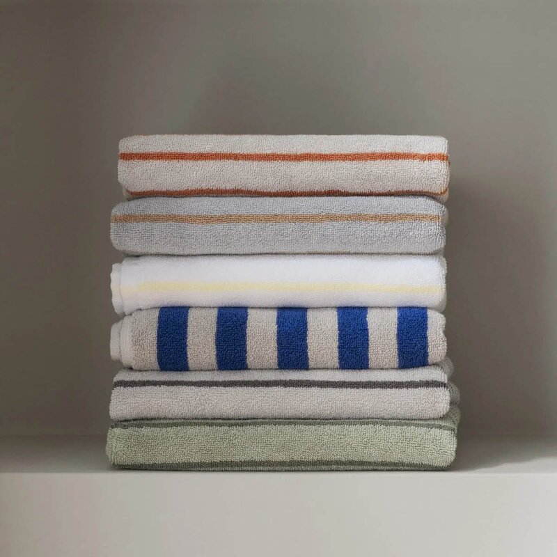 Blomus Arto badehåndkle 140x70 cm beige/orange tynne striper