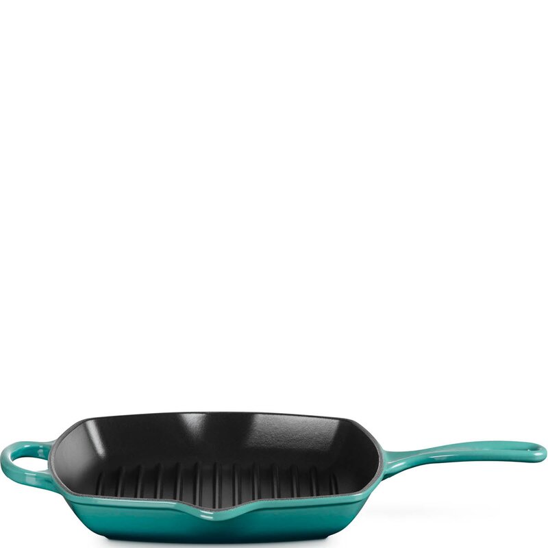 Le Creuset Signature kvadratisk grillpanne i støpejern 26 cm Bleu Riviera