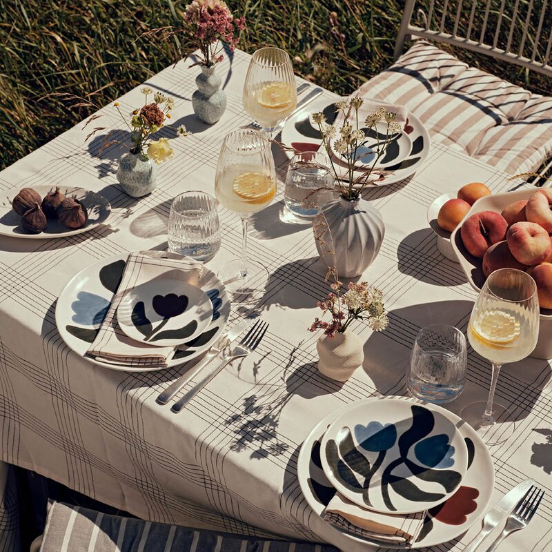 Broste Copenhagen Dora tallerken 26 cm Dusty Blue/Agave Green