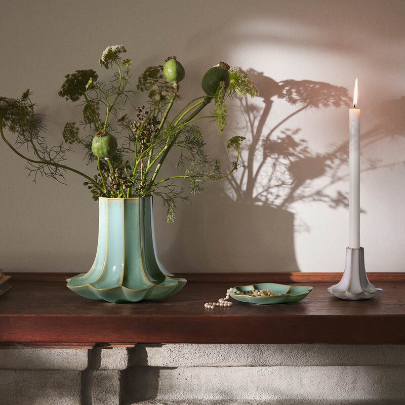 Kähler Kantarel vase 20,5 cm grønn