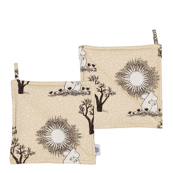 MoominArabia - Mummi grytekluter 22x22 cm 2 stk Kjærlighet beige
