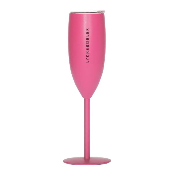 Pictureit – Champagneglass termo LYKKEBOBLER 12 cl mørk rosa