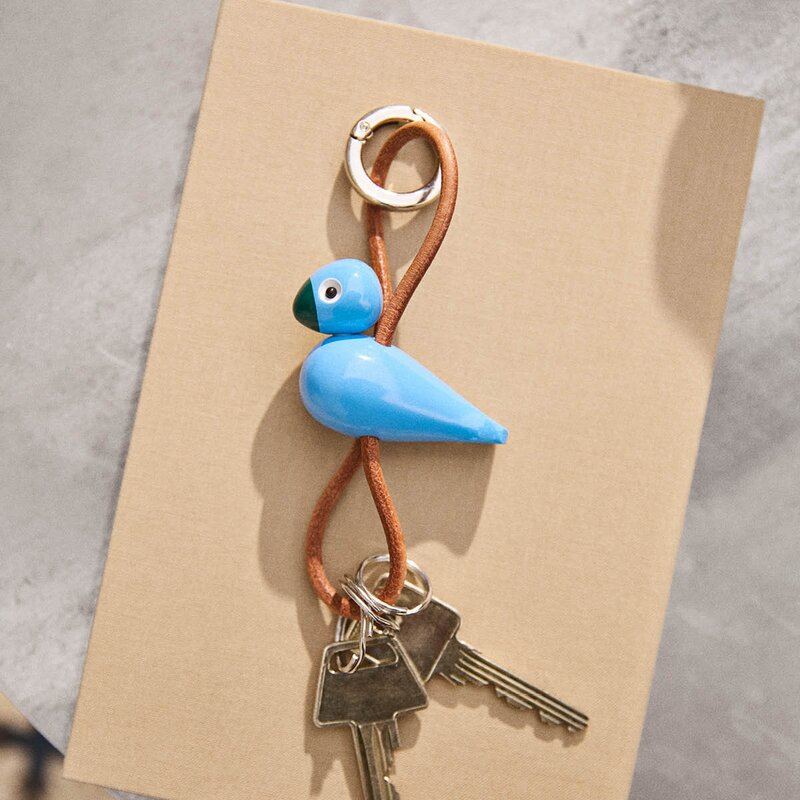 Kay Bojesen Denmark Kay Bojesen nøkkelring minifugl med lær blå