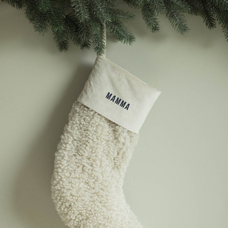 Pictureit Julesokk teddy 35 cm MAMMA kremhvit