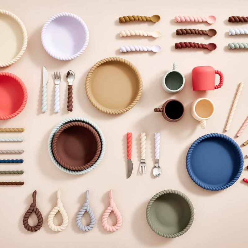 OYOY Mellow bestikk 14,5 cm 3 deler PaleMint/Choko/Iceblue