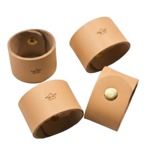 Nordan Home Serviettring i skinn 3 cm 4 stk lys brun
