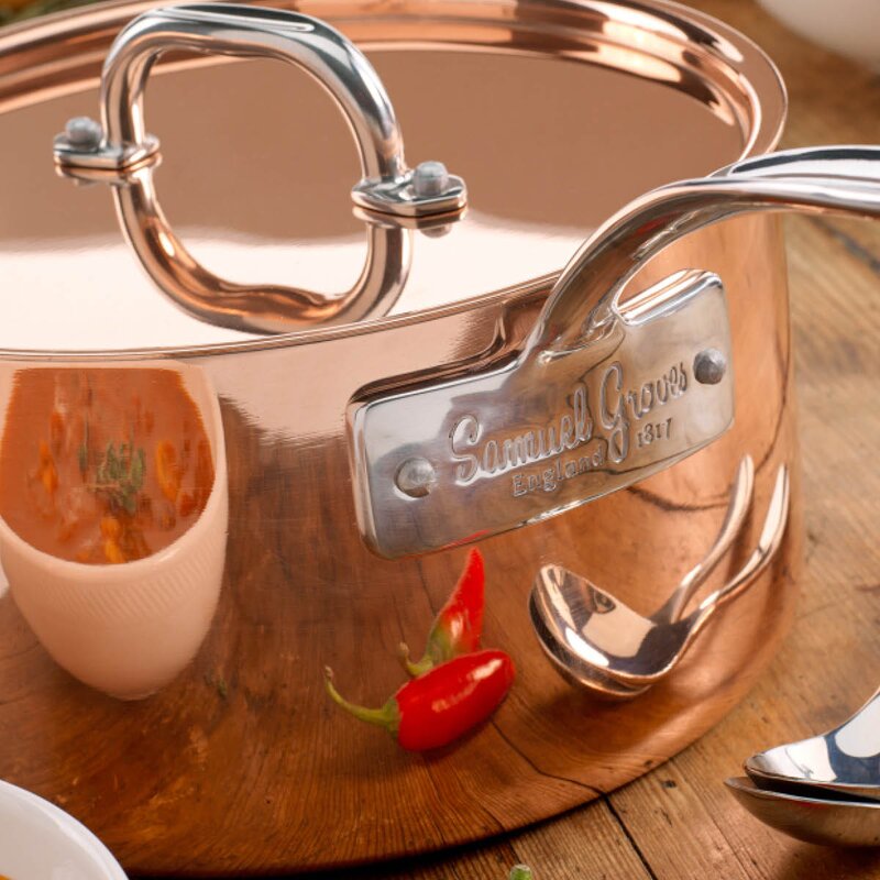 Samuel Groves Copper Induction kasserolle med lokk 1,5L