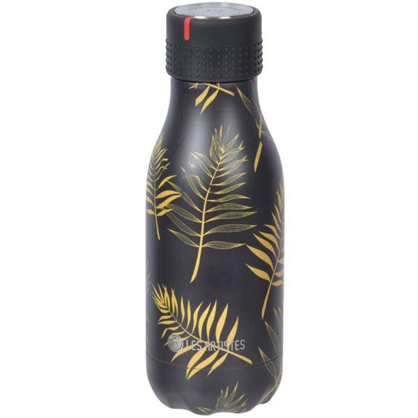 Les Artistes Bottle Up Design termoflaske 0,28L svart/gull med blader