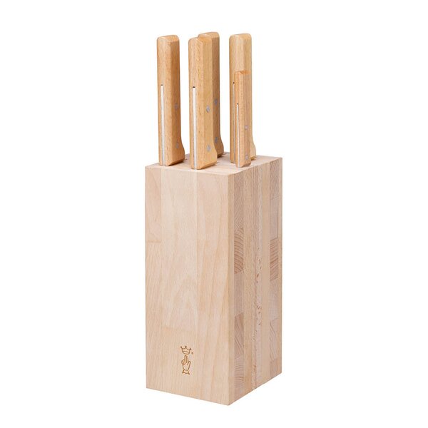 Opinel Parallèle knivsett/knivblokk 5 deler brød bøk