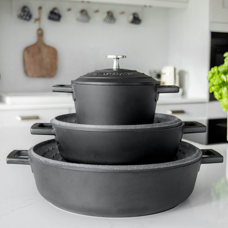 MasterClass Cast Aluminium lav gryte 2,5L svart