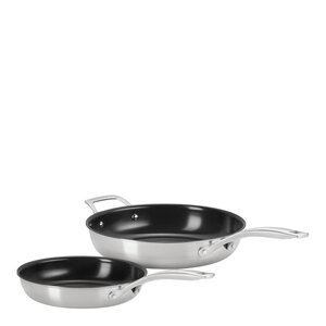 Le Creuset Essential 3-ply stekepannesett 24+28 cm stål/keramisk