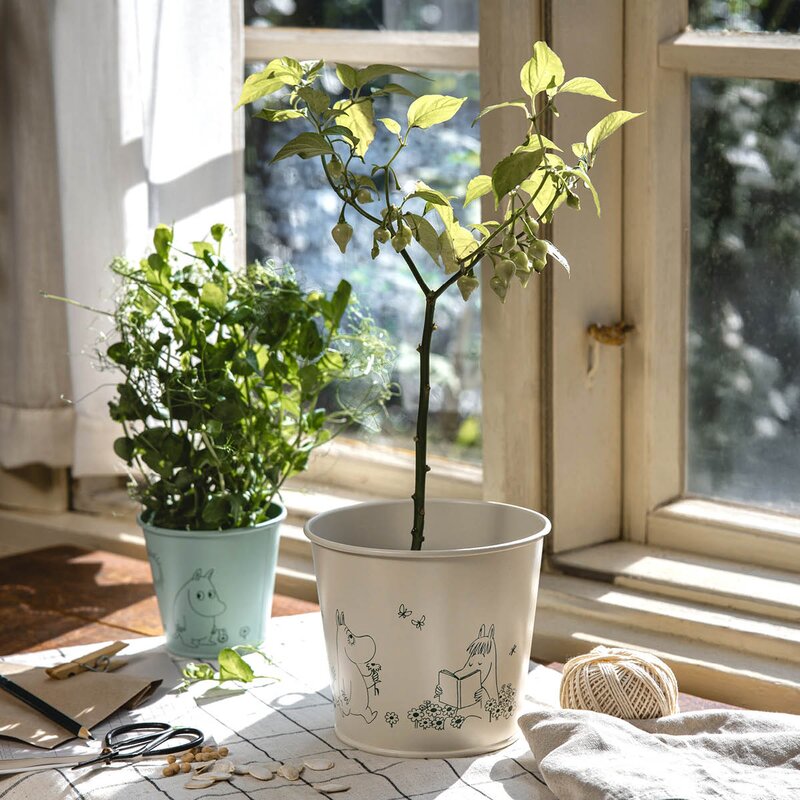 Muurla Mummi metallpotte 16 cm naturhvit