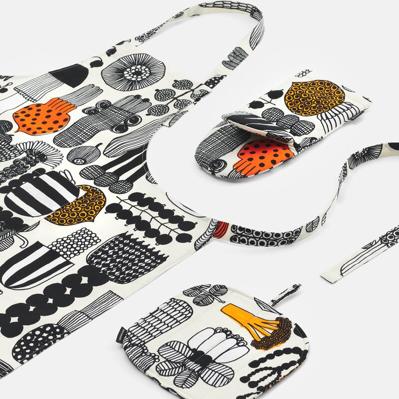 Marimekko Puutarhurin Parhaat grytevott 32 cm hvit/svart/oransje