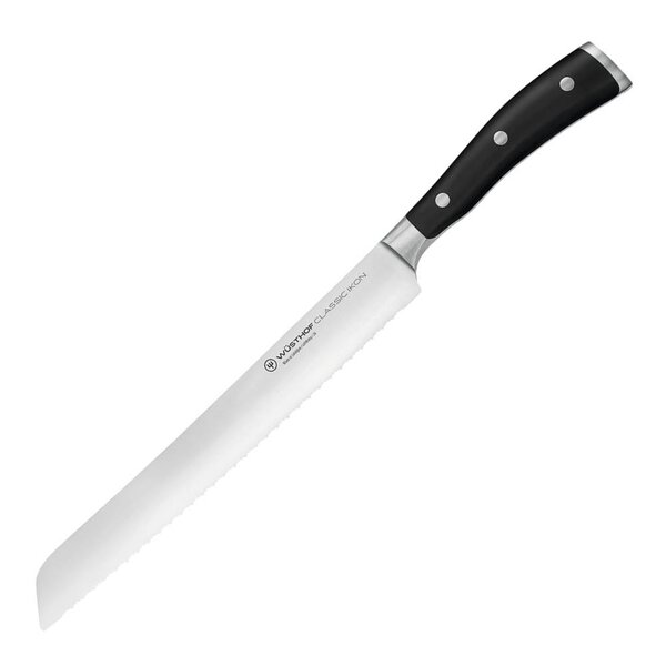 Wüsthof - Classic Ikon brødkniv 23 cm dobbelttannet svart