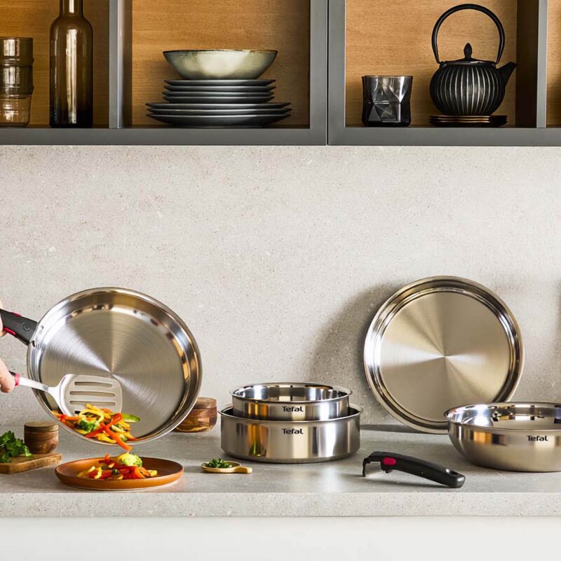 Tefal Ingenio Emotion stekepannesett 3 deler brushed uncoated 
