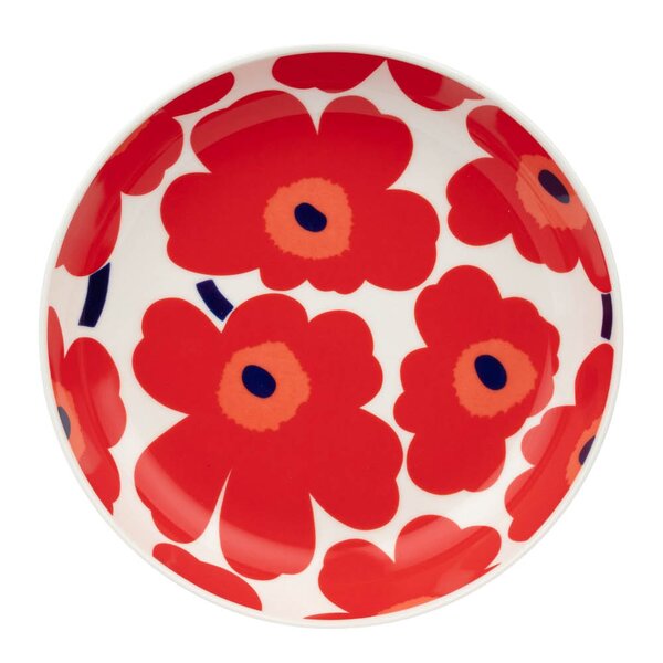 Marimekko - Oiva Unikko dyp tallerken 20,5 cm hvit/r&oslash;d/bl&aring;