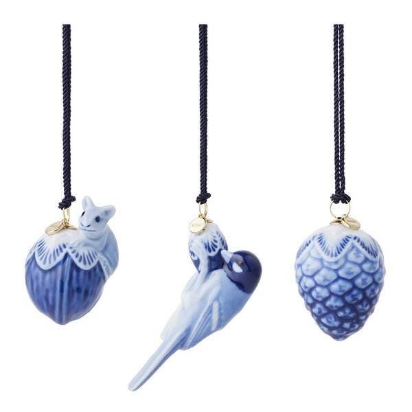 Royal Copenhagen Blue Collectibles mini ornamenter 3 stk