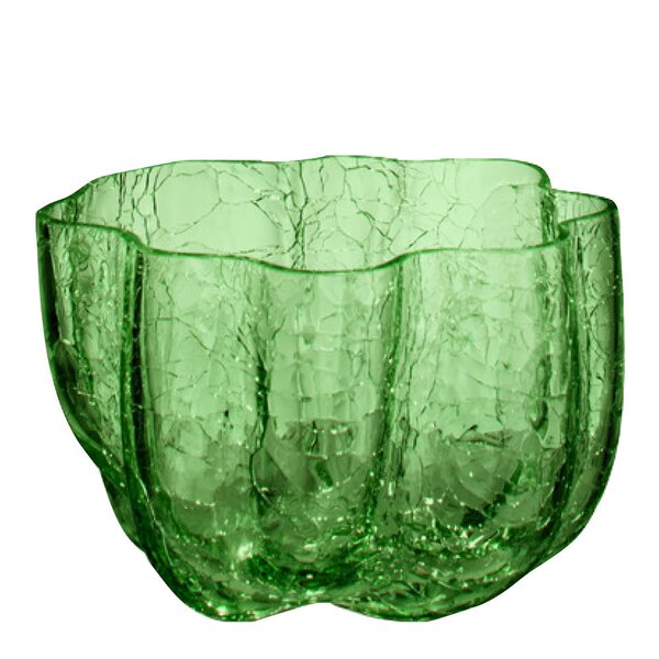 Kosta Boda Crackle lyslykt 5,8 cm mørk grønn