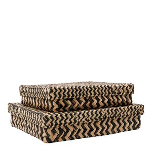 House Doctor Ollie oppbevaringskurv 2 deler 28x23 + 32x28 cm svart/natur