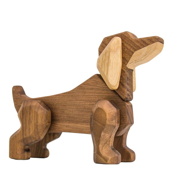 FableWood Dachshund trefigur 11 cm valnøtt/ask