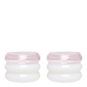 Design Letters Bubble. telysholder 2 stk 5,6 cm milky white/pink