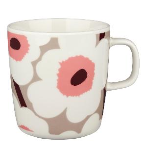 Marimekko Oiva Unikko krus 40 cl hvit/beige/rosa/vinrød