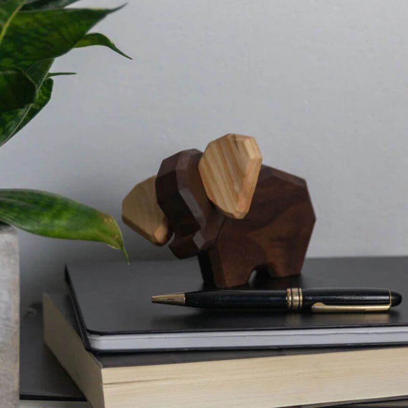 FableWood Liten elefant trefigur 8 cm valnøtt/ask