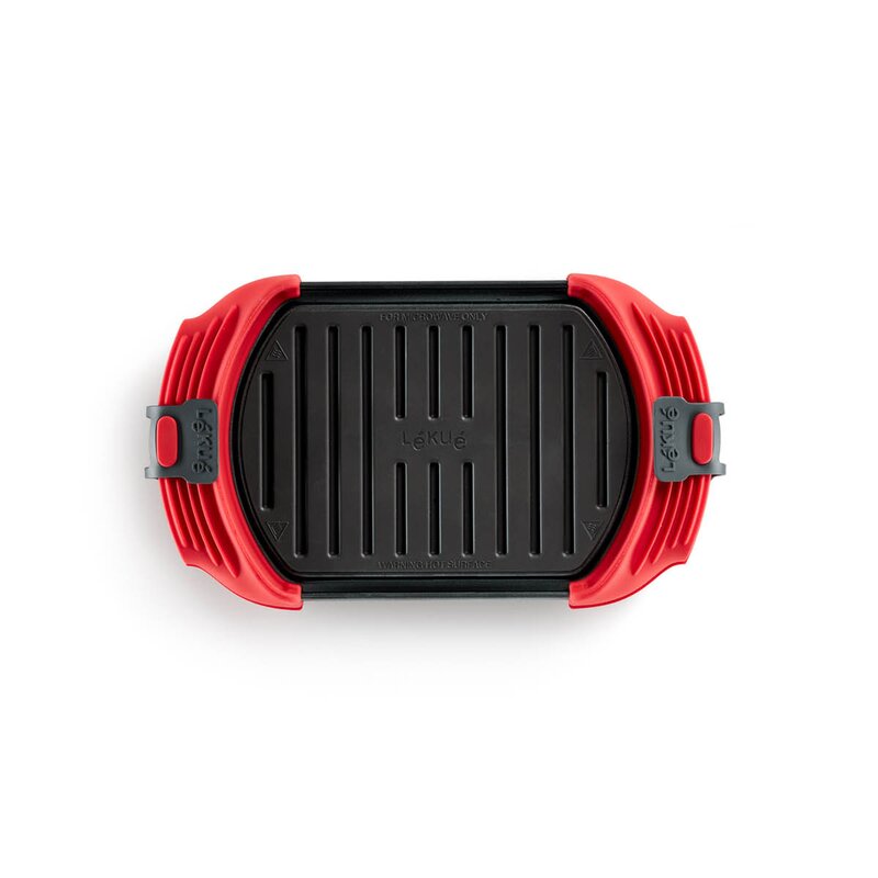 Lékué Grill for mikrobølgeovn 26x15 cm rød