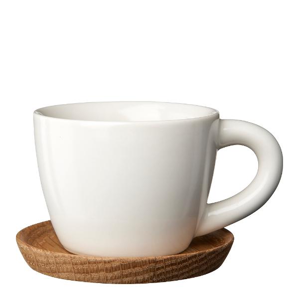 Höganäs Keramik Espressokopp med trefat hvit