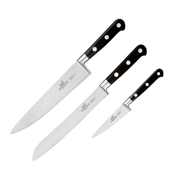 Lion Sabatier Licorne knivsett 3 deler stål/svart