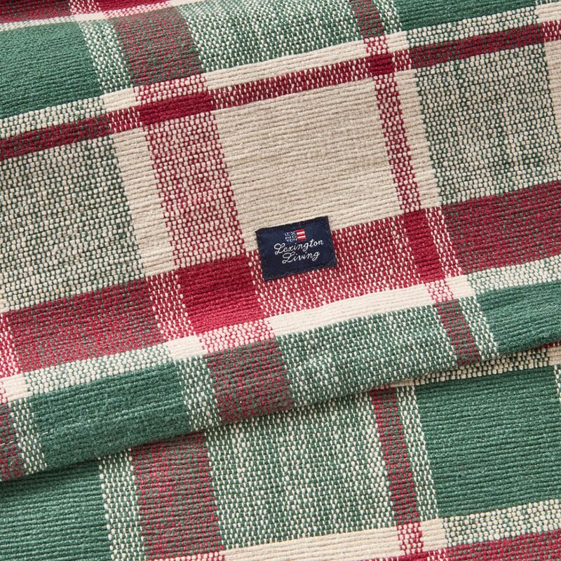 Lexington Rib løper bomull 50x150 cm rutete grønn/rød/beige