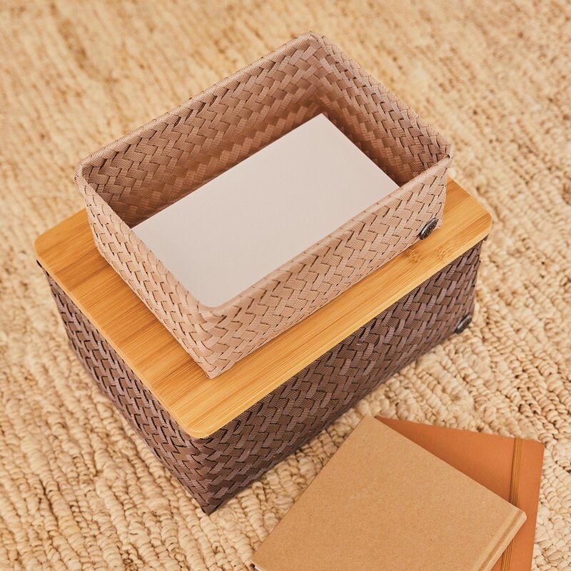 Handed By Top Fit stor oppbevaringskurv m/lokk 31x23x15 cm taupe