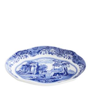 Spode Blue Italian oval tallerken 21 cm blå/hvit