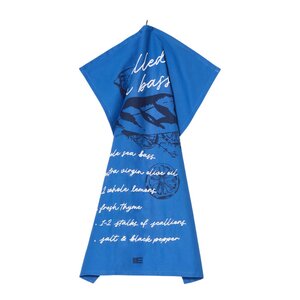 Lexington Kjøkkenhåndkle 70x50 cm "Grilled sea bass" hvit/blå