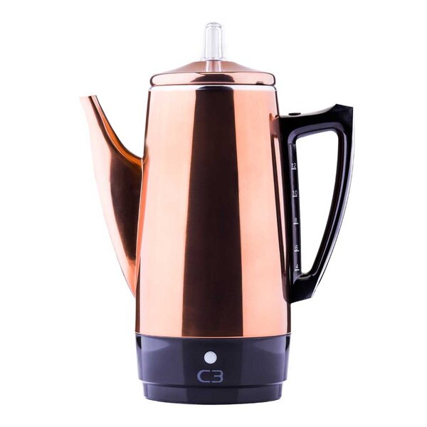 C3 Perkolator original 12 kopper 33,4 cm kobber/stål