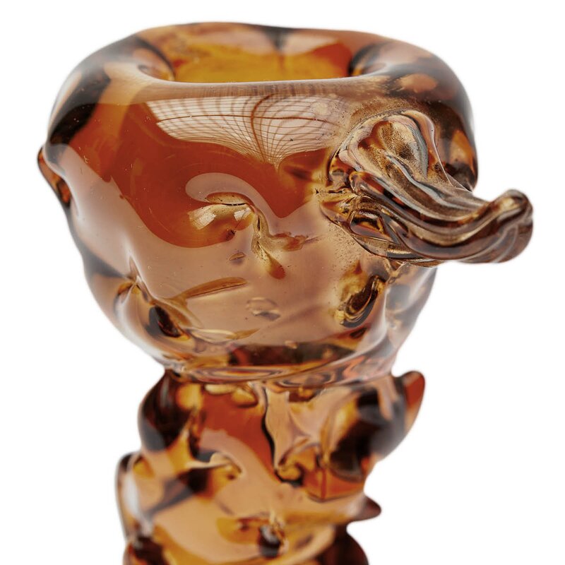 Pols Potten Drip lysestake i glass S 14 cm mørk brun