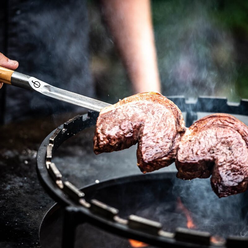 Forged Churrasco grillspyd V-form 70 cm stål/oliventre