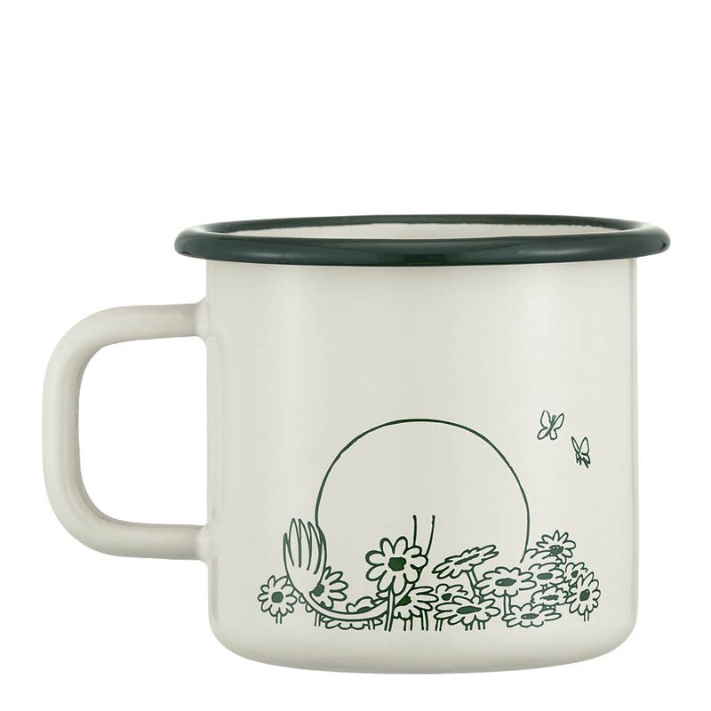 Muurla Mummi emaljekopp Sommerflørt 37 cl hvit