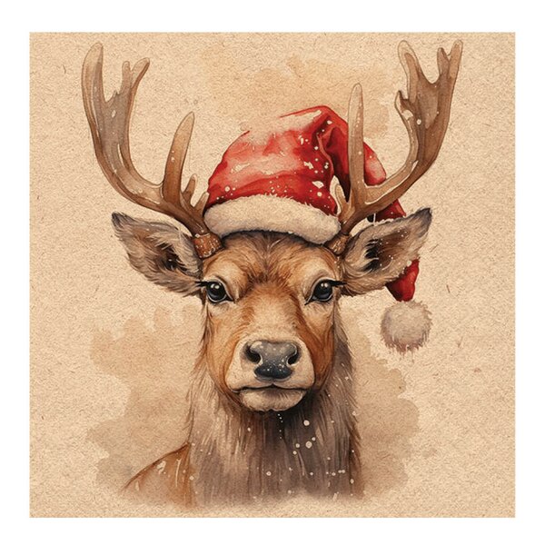 Ambiente Serviett 16,5x16,5 cm Deer with Santa hat