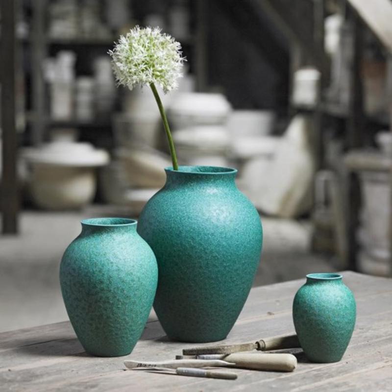 Knabstrup Keramik Vase 35 cm irr grønn