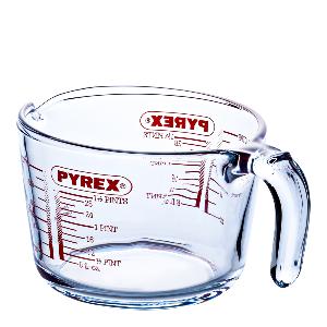 Pyrex Iconic-s målebeger 0,5L klar/rød