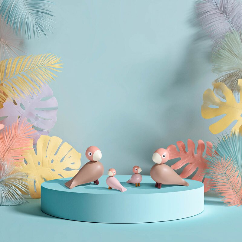 Kay Bojesen Denmark Liv & Lykke fuglepar 11 cm lys rosa