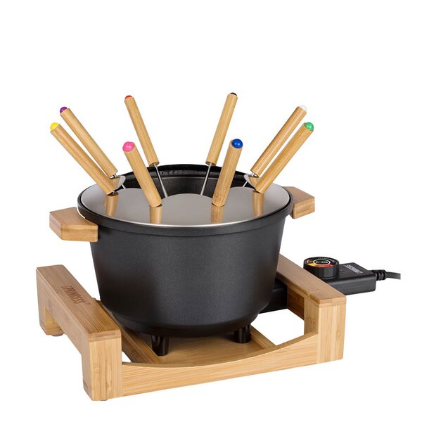 PRINCESS Fonduesett med 8 pinner 173025 1,5L svart/bambus