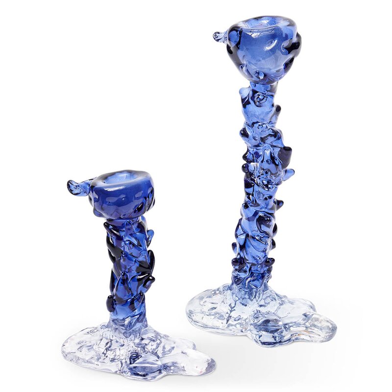 Pols Potten Drip lysestake i glass S 14 cm mørk blå