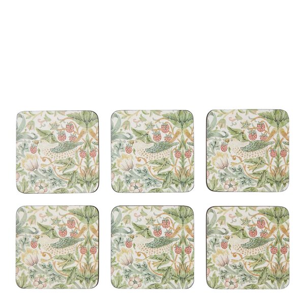 Spode – Strawberry Thief glassunderlag 6 stk grønn